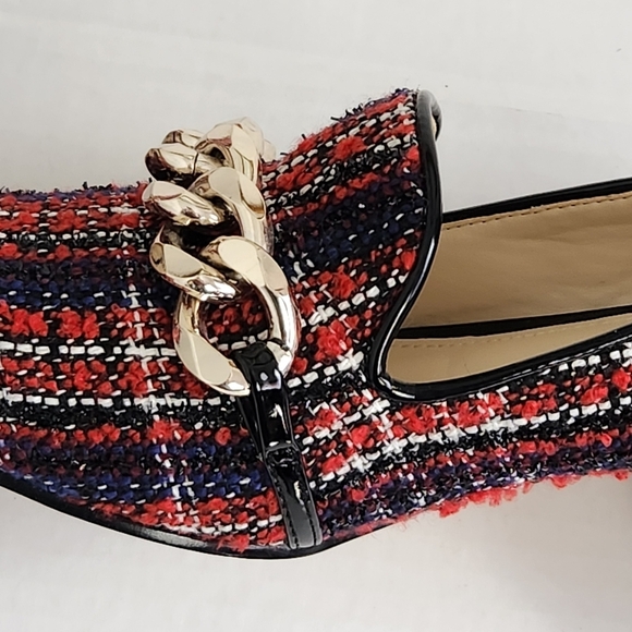 Nine West Red Plaid Slip-on Block Heel Loafers Shoes Size 8 - Picture 7 of 11